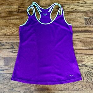 Hind Performance Tank Top Purple with Yellow Green Piping Women’s Size Small